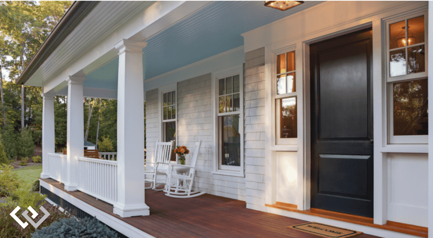 Big front porch, with rocking chairs